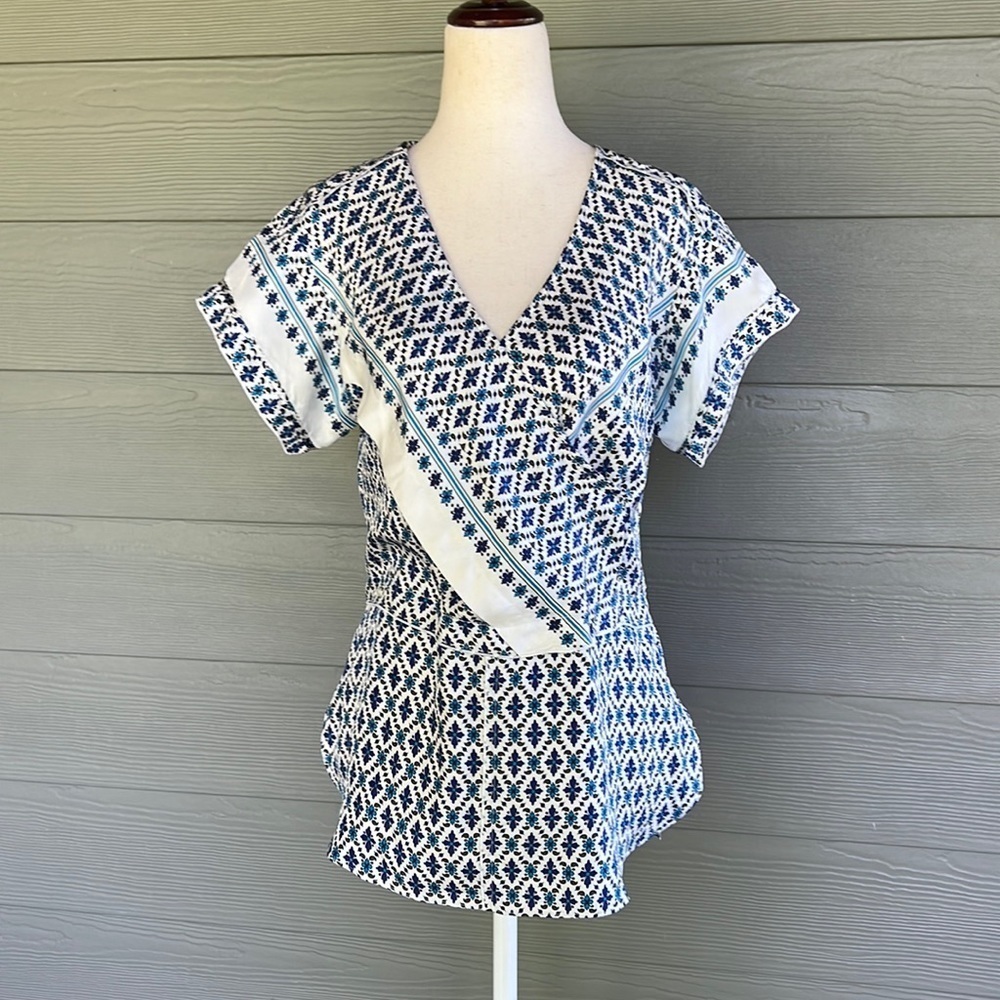 Derek Lam Silk Short Sleeve Blouse